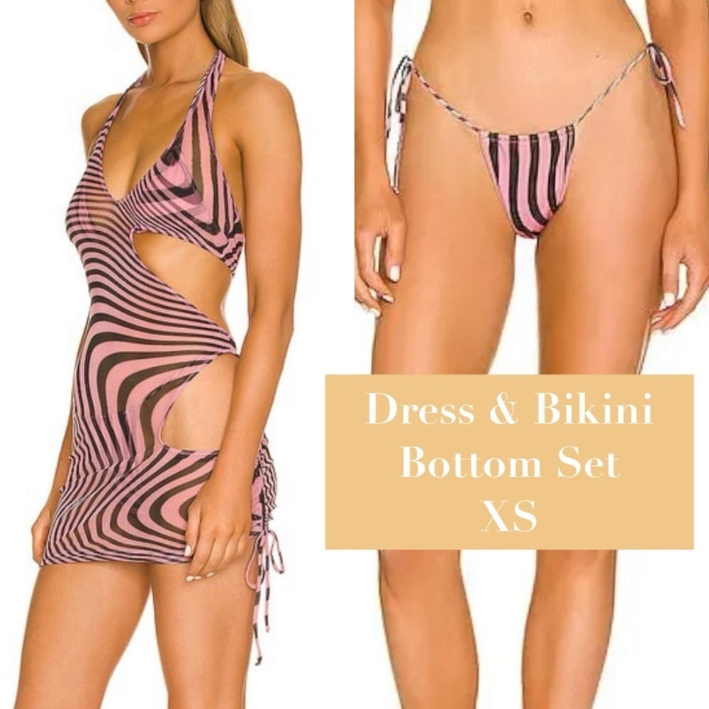 SET Melissa Simone X REVOLVE Triangle Bikini Bottom + Mesh CutOut Dress